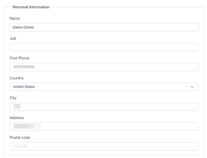 Personal Information section