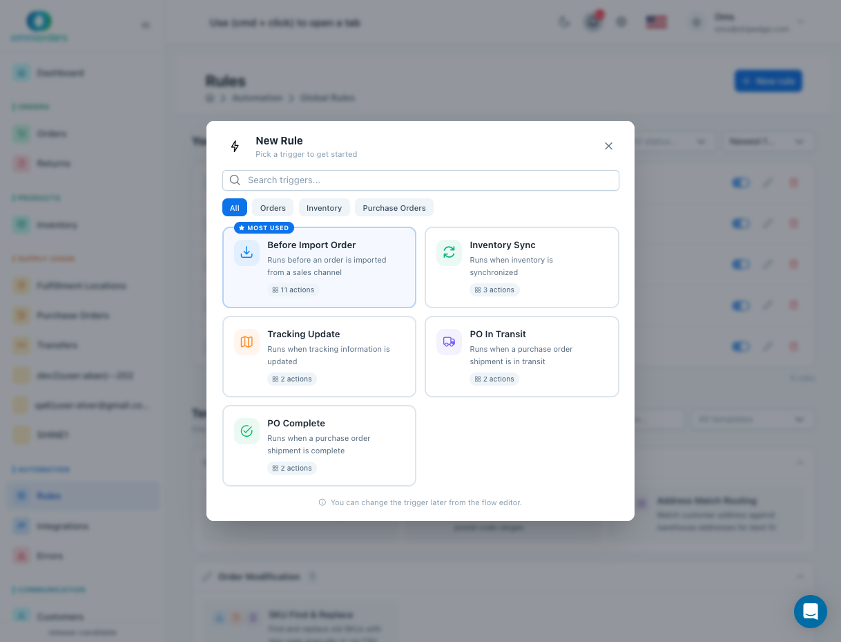 Trigger Selection Dialog