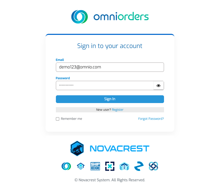 OmniOrders Login Page