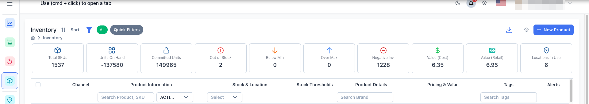 Understanding Inventory Dashboard